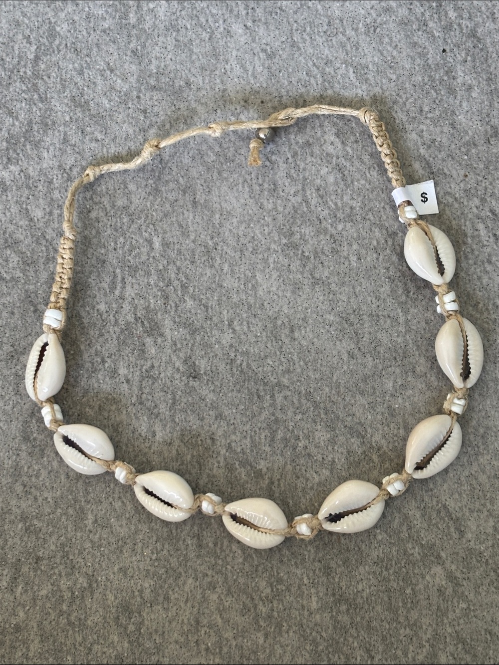 New Handmade Natural Shell Choker Necklace in Beige 13-16” Inches NWT NOS